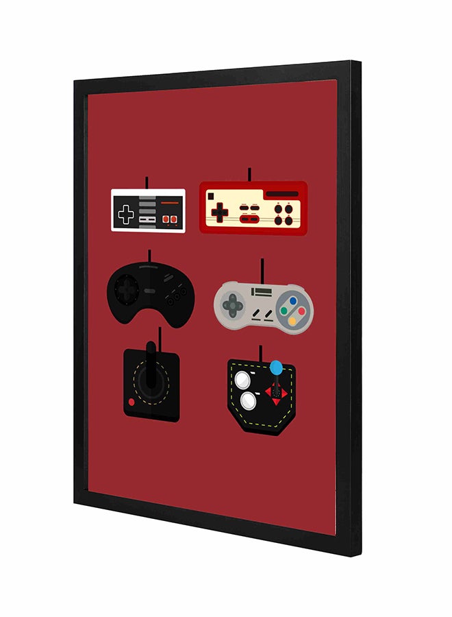 LOWHA Gaming Joysticks  Wall Art Painting With Pan Wooden Frame Black/White 43x53centimeter 