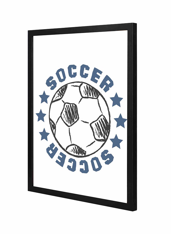 LOWHA Soccer Wall Art Painting With Pan Wooden Frame White/Purple 43x53cm