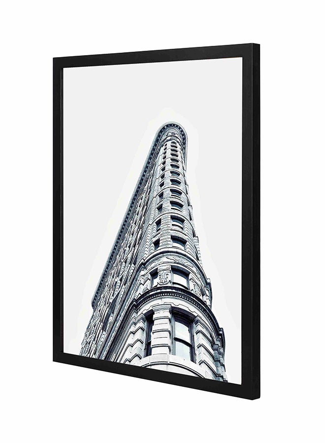 لوحة فنية جدارية بإطار خشبي غائر بتصميم بناء معماري في المدينة بلون أسود وأبيض أبيض/ أسود 43x53سم