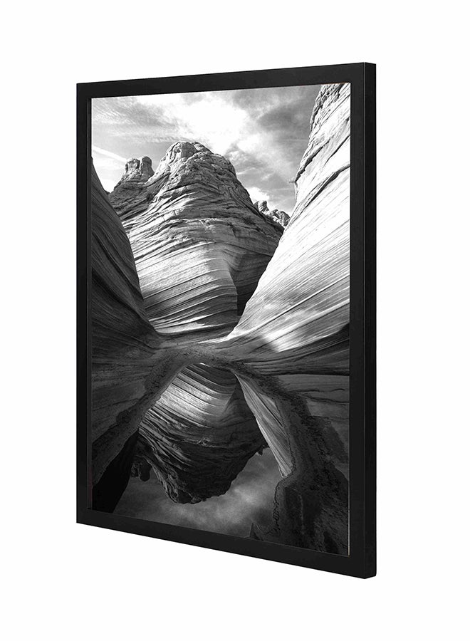 LOWHA Carved Mountains Wooden Framed Wall Art Painting Grey/White 43x53cm 