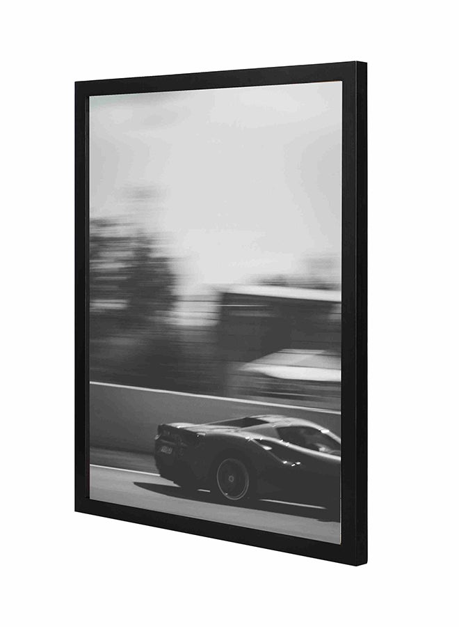 LOWHA Sports Coupe On Road Wall Art Painting With Pan Wooden Frame Multicolour 43x53cm 