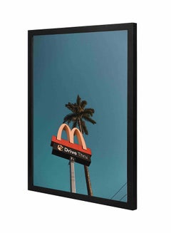 LOWHA Mcdonald Drive Thru Old Road Signage Wooden Frame Wall Art Multicolour 43 x 53cm 