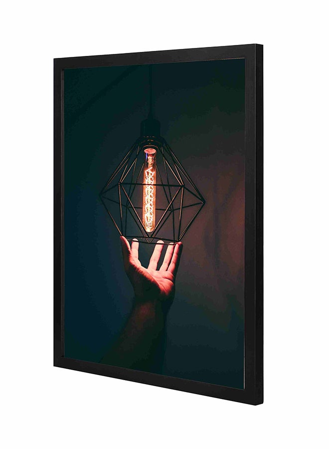 LOWHA Pendant Light Pan Wooden Framed Wall Art Painting Black 43x53cm