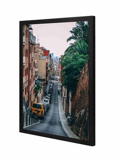 LOWHA Road Between Building Wooden Framed Wall Art Painting Multicolour 43x53cm 