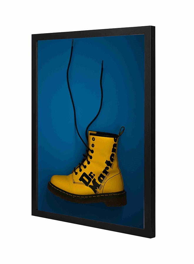 Unpaired Dr. Martens Lace-Up Boot Wooden Framed Wall Art Painting Blue/Yellow 43x53cm
