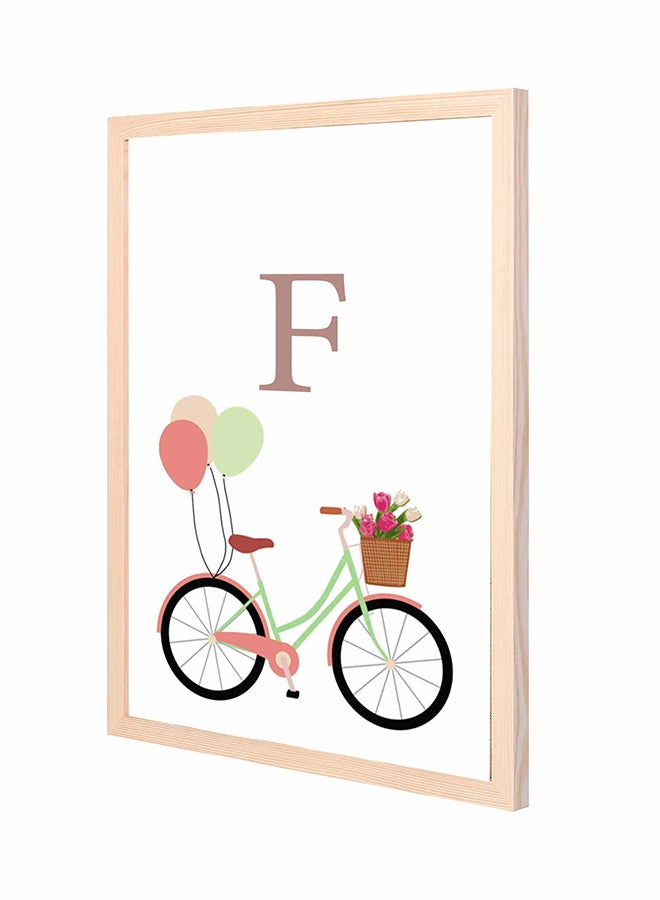 LOWHA F Letter Bike Balloons Wooden Framed Wall Art Painting Multicolour 43x53cm 