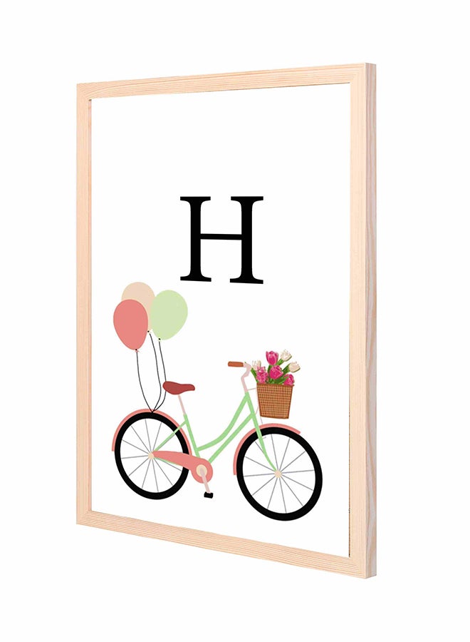 LOWHA H Letter Bike Balloons Wall Art Painting With Pan Wooden Frame Multicolour 43x53cm 