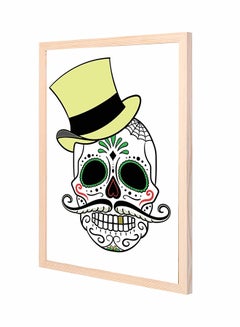 Decorated Skull With Hat Pan Wooden Frame Wall Art Painting Multicolour 43x53cm