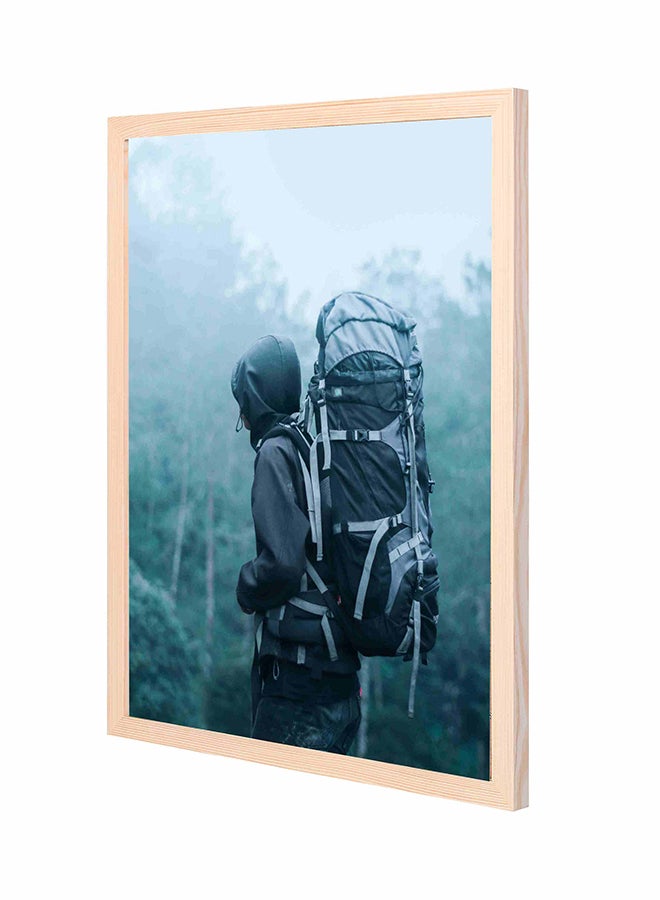 LOWHA Man Wearing  Hoodie Carries  Bagwall Art Painting With Pan Wooden  Frame Multicolor 43x53cm