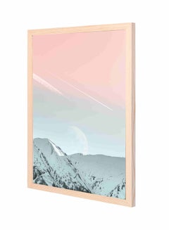 Mountain In Front Of Sunwall Art Painting With Pan Wooden  Frame Multicolor 43x53cm