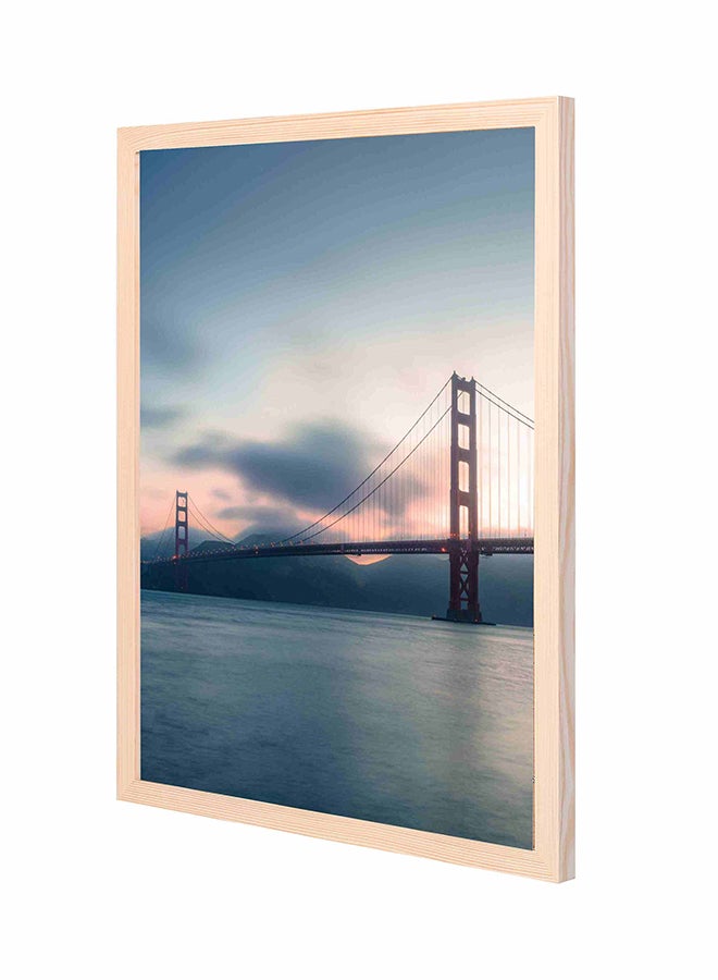 Red Concrete Bridge Wooden Framed Wall Art Painting Blue/orange 43x53cm