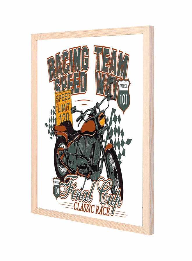 LOWHA Racing Teamwall Art Painting With Pan Wooden  Frame Black/White 43x53cm 