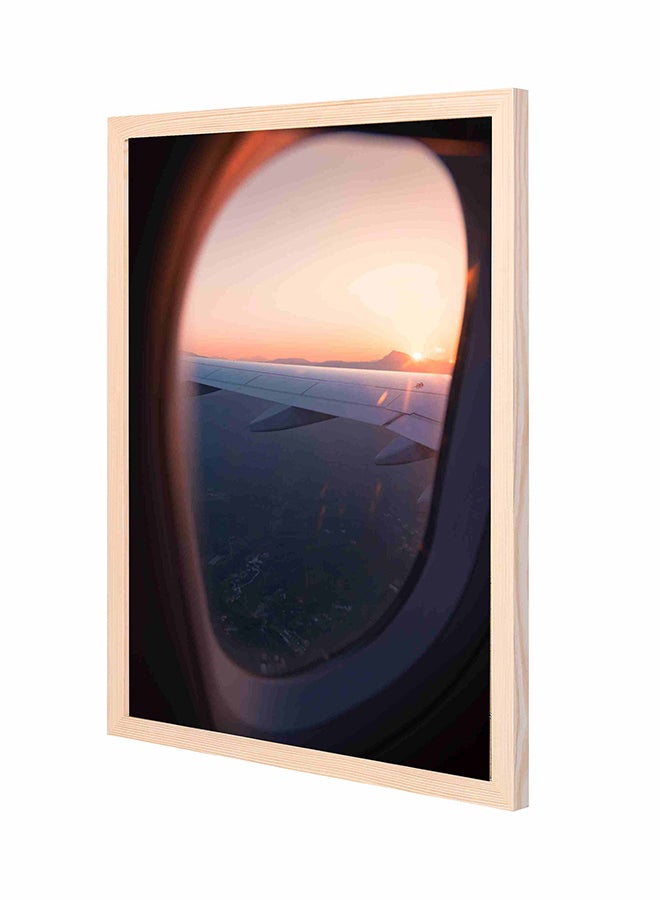 Airliner Mirror View Wall Art Painting With Pan Wooden Frame Multicolour 43x53cm
