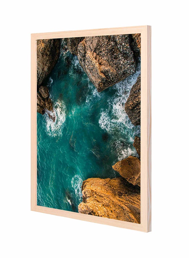 LOWHA Body Of Water Aerial Wall Art Painting With Pan Wooden Frame Orange 43x53cm 