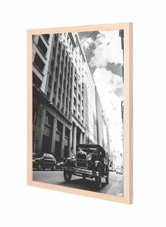 LOWHA Cars On The Road Wall Art Painting With Pan Wooden Frame Multicolour 43x53cm 