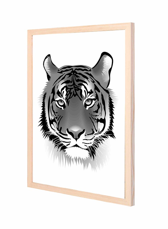 Draw Tiger Wall Art Painting With Pan Wooden Frame Multicolour 43x53cm