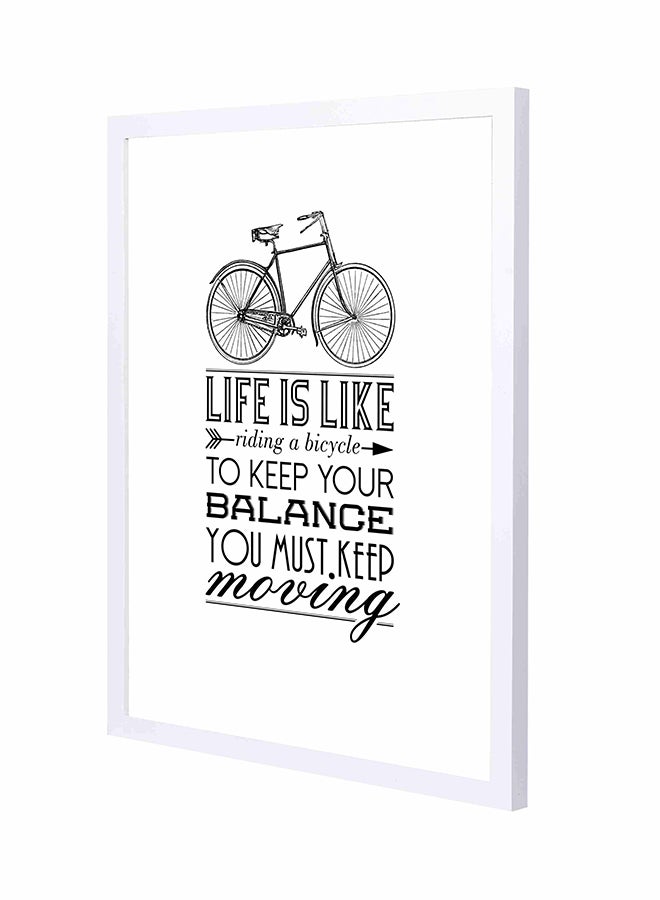 LOWHA Life Is Like Riding A Bicycle Wooden Frame Wall Art Painting Black/White 43x53cm 
