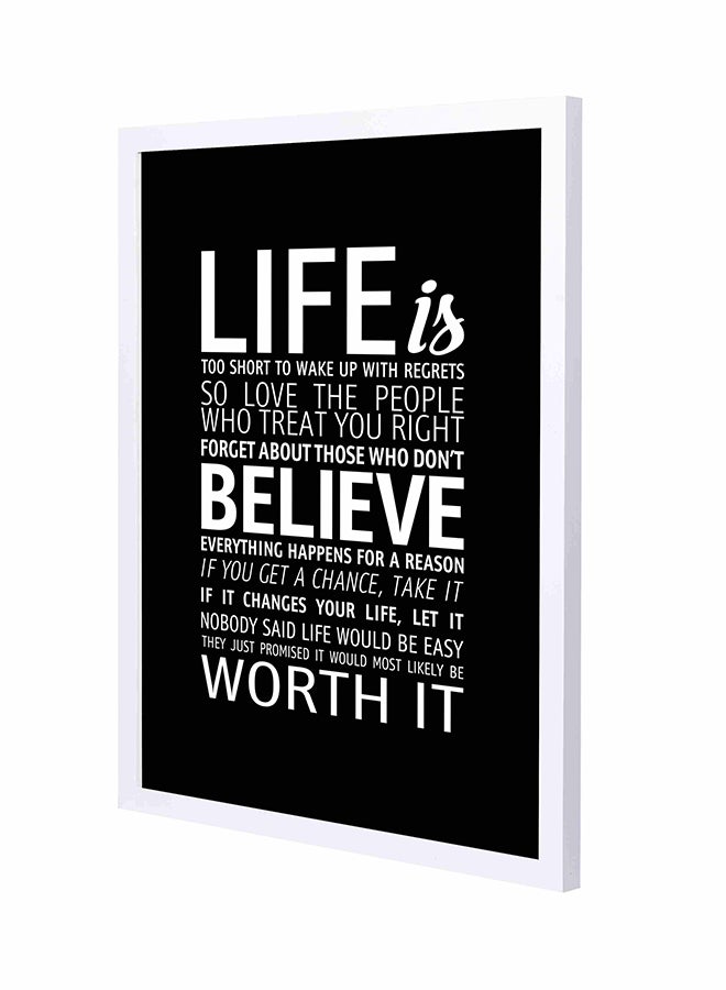 LOWHA Life Is Too Short Pan Wooden Framed Wall Art Painting Black/White 43x53cm 
