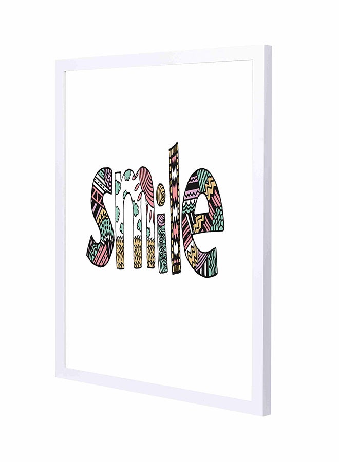 LOWHA - Smile Wall Art Painting With Pan Wooden Frame White/Black 43x53cm - Image 1
