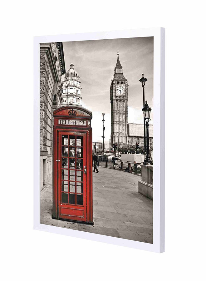 Red Landon Telphon Wall Art Painting With Pan Wooden   Frame Black/Grey 43x53cm