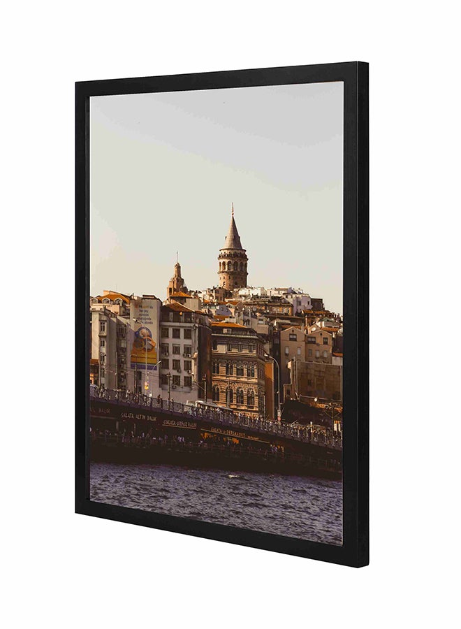 Buildings Near Body Of Water Printed Wooden Framed Wall Art Painting Multicolour 43x53cm