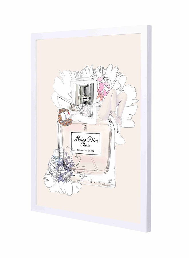 لوحة فنية تمثل عطر ميس ديور مزودة بإطار خشبي كامل متعدد الألوان 43x53سم