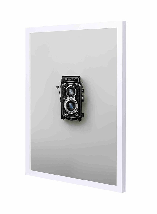 لوحة فنية بإطار من الخشب بتصميم جهاز بروجيكتور روليفليكس ببكرتين أسود/ أبيض 43x53سم