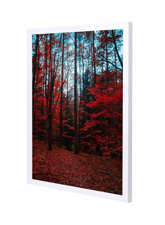 LOWHA Branch Bright Wooden Framed Wall Art Painting Blue/Red 43x53cm
