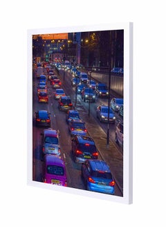 LOWHA Cars On Road During Sunset  Wall Art Painting With Pan Wooden Frame Multicolour 43x53cm 