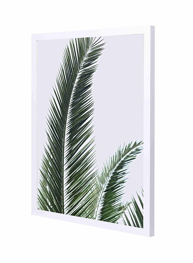 لوحة فنية جدارية بإطار خشبي غائر بتصميم سعف نخيل أخضر 43x53سم