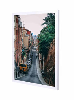 LOWHA Road Between Building Wall Art Painting With Pan Wooden Frame Gold 43x53cm 
