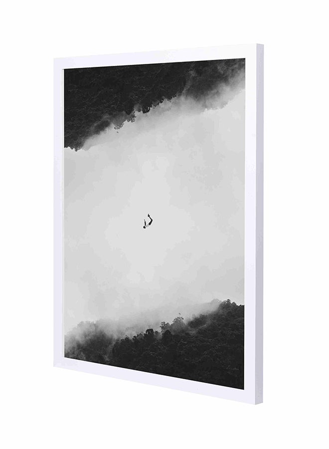 White And Black Floral Textile Wall Art Painting With Pan Wooden Frame Black/White 43x53cm