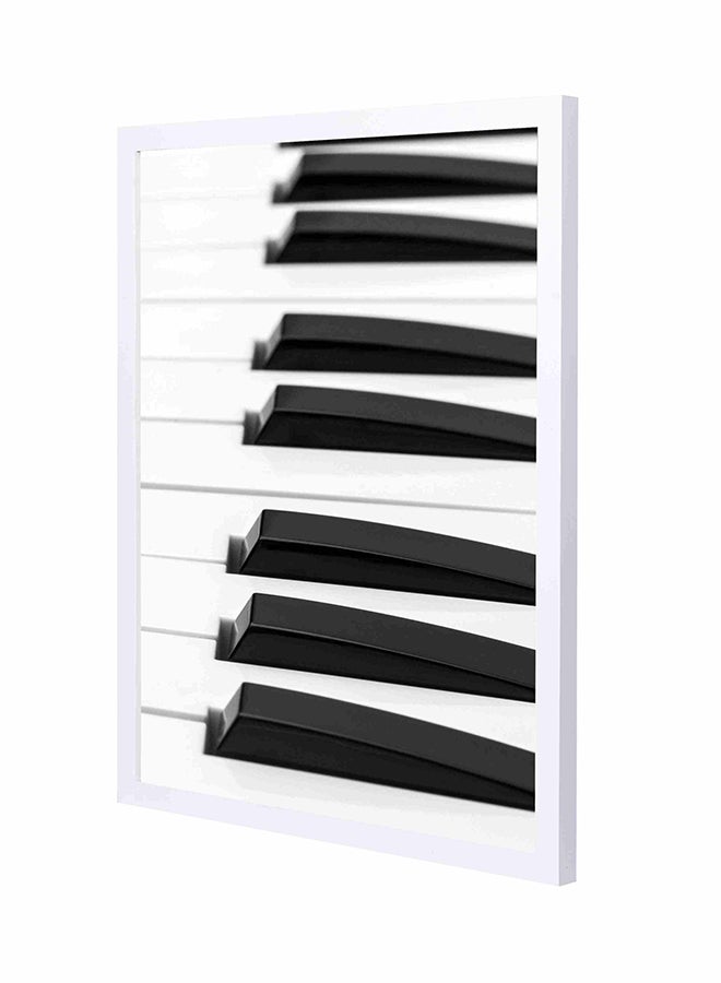 White And Black Piano Keys Wall Art Painting With Pan Wooden Frame Black/White 43x53cm