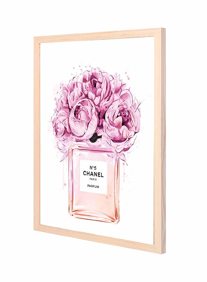 LOWHA Chanel Paris Parfum Pan Wooden Wall Art Painting Pink/White 43 x 53centimeter 