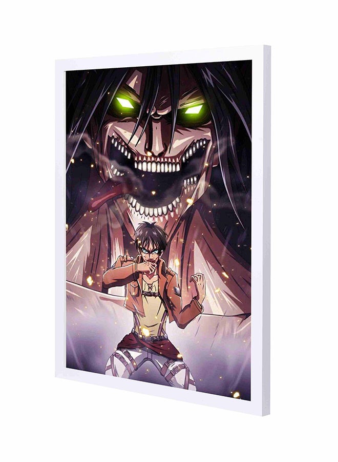 لوحة فنية لديكور الحائط بإطار خشبي مطبوع عليها شخصية إرين من سلسلة الأعمال الأدبية Attack On Titan Eren متعدد الألوان 43x53سم