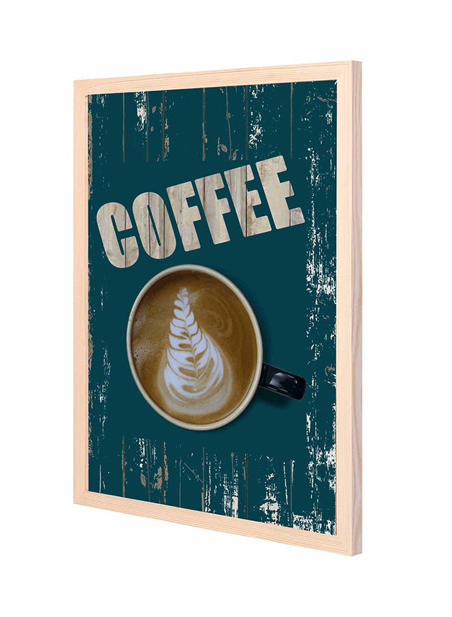 لوحة لوحات ديكورات حائط بإطار خشبي تحمل رسم قهوة متعدد الألوان 43x53سم