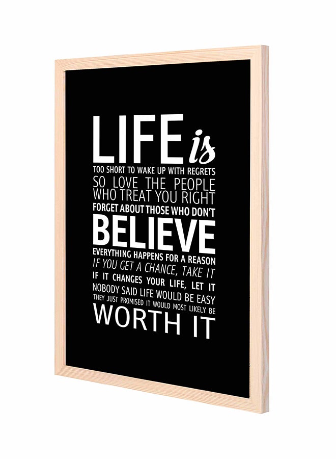 LOWHA Life Is Too Short Wooden Frame Wall Art Painting Black/White 43x53cm 