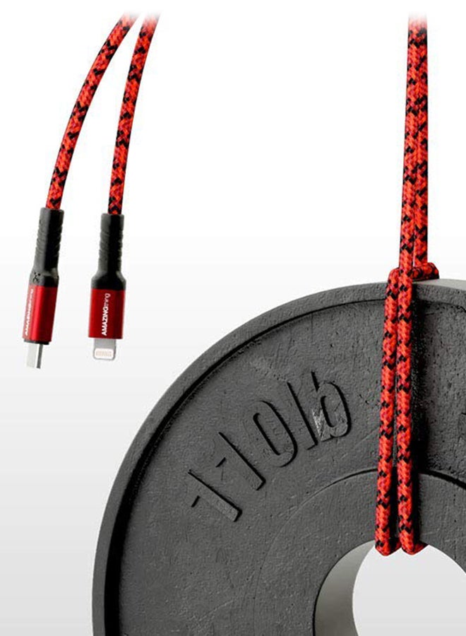AMAZINGthing - USB-C To Lightning Data Sync And Charging Cable Red/Black - Image 1