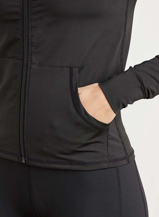 Closet - Solid Design Hooded Neck Jacket Black - Image 1