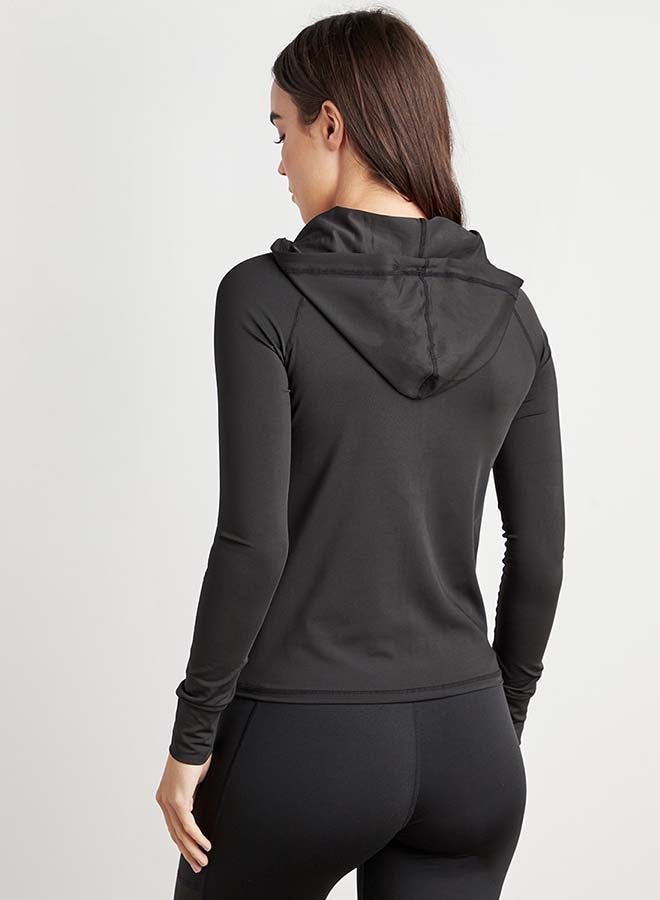 Closet - Solid Design Hooded Neck Jacket Black - Image 1