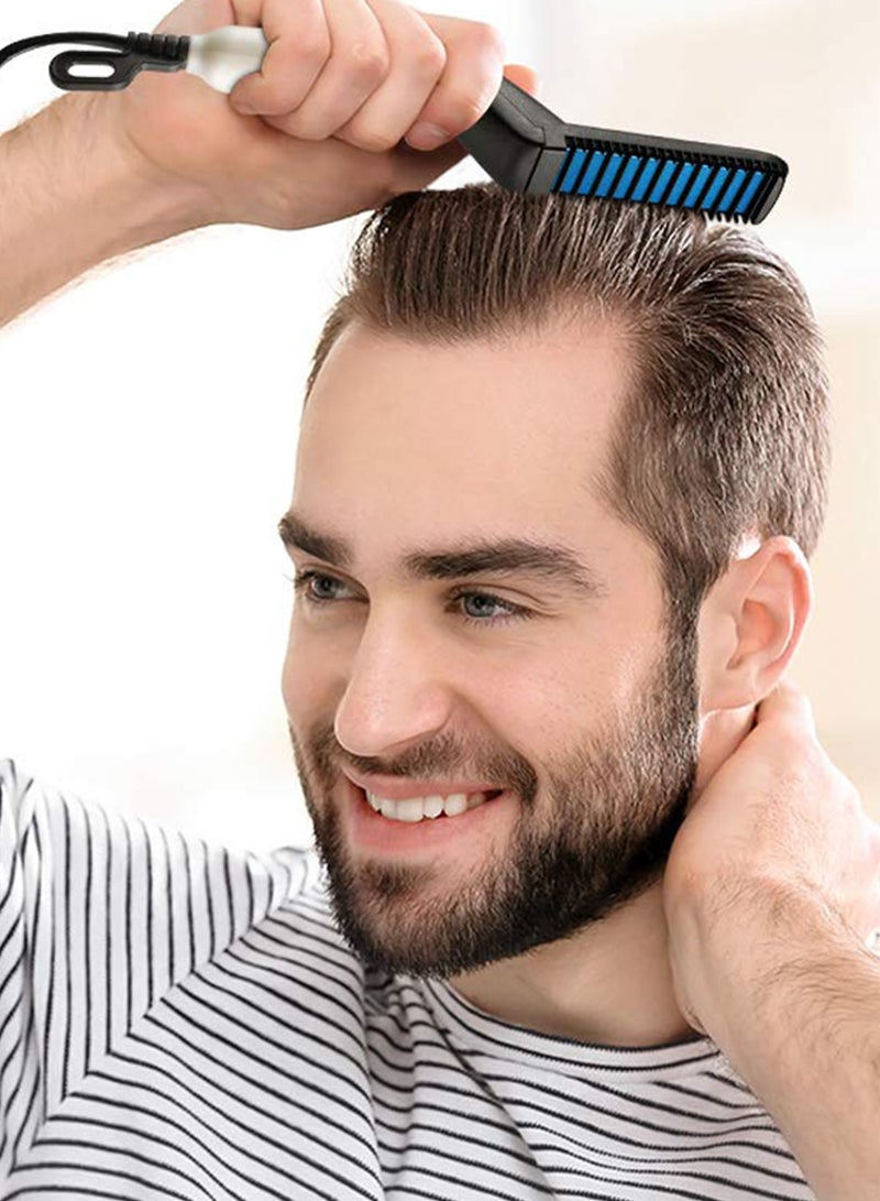 مشط كهربائي متعدد الإستخدامات  لتصفيف الشعر بسرعة أسود/أزرق/فضي - Image 2