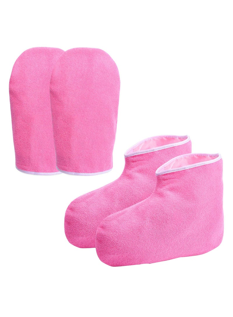 Generic Pair Of Paraffin Wax Bath Gloves And Boot Pink 