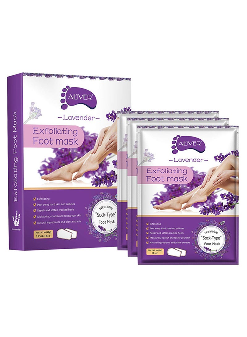 WEIDA SIGN Pack Of 3 Lavender Exfoliating Foot Mask Multicolour