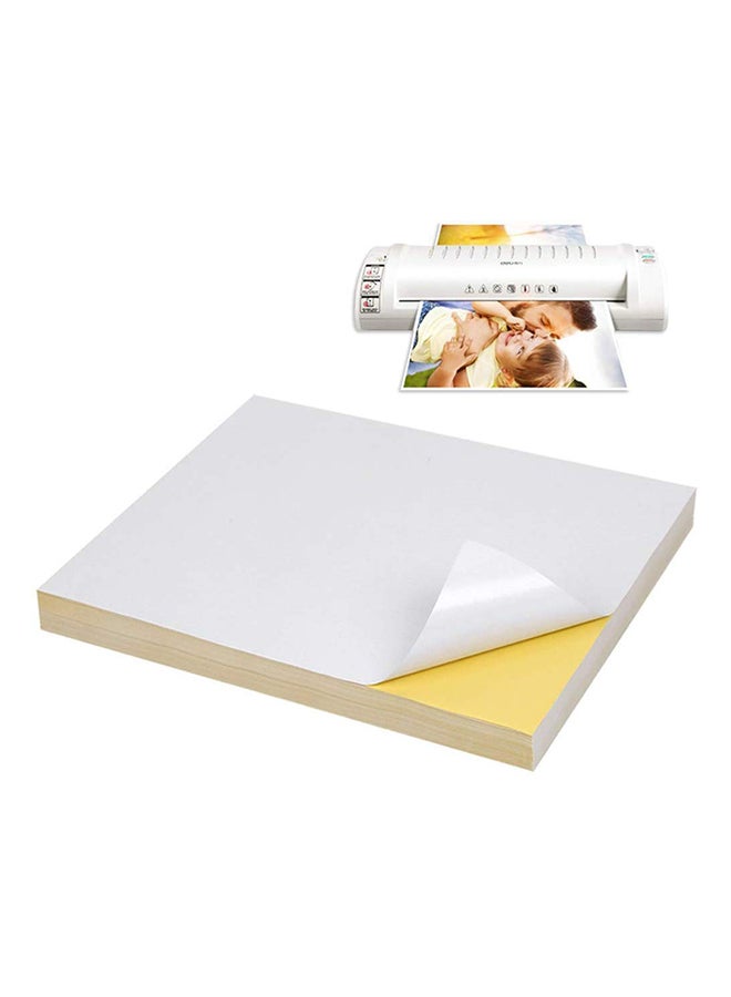 Generic - 50-Sheet Glossy Sticker Paper for Inkjet and Laser Printer White - Image 1