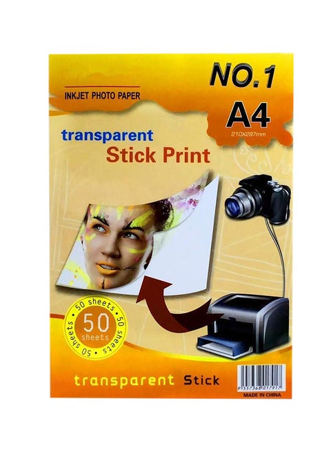 50 Sheets Transparent Printable Label Sticker For Inkjet Printer Clear