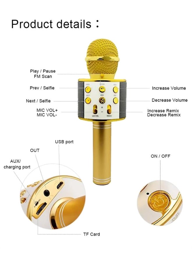 Bluetooth Karaoke Microphone WS-858 10002 Gold/White - Image 2
