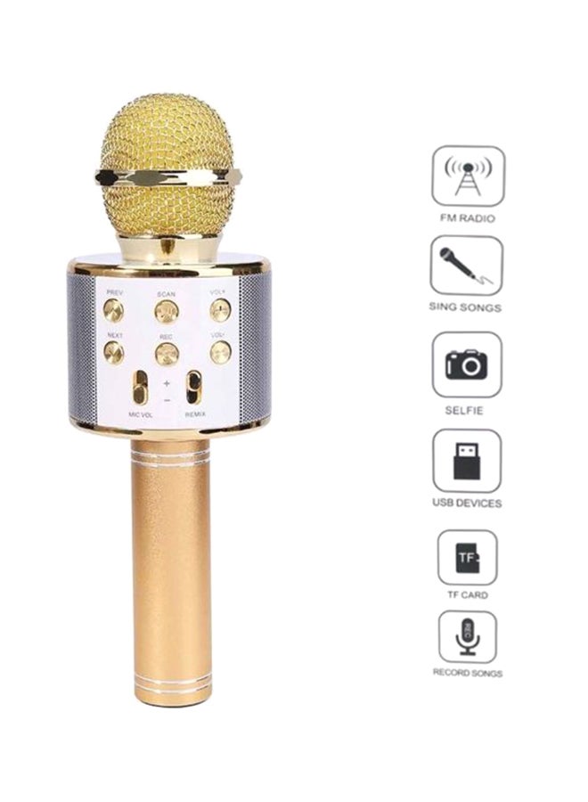 Bluetooth Karaoke Microphone WS-858 10002 Gold/White - Image 3