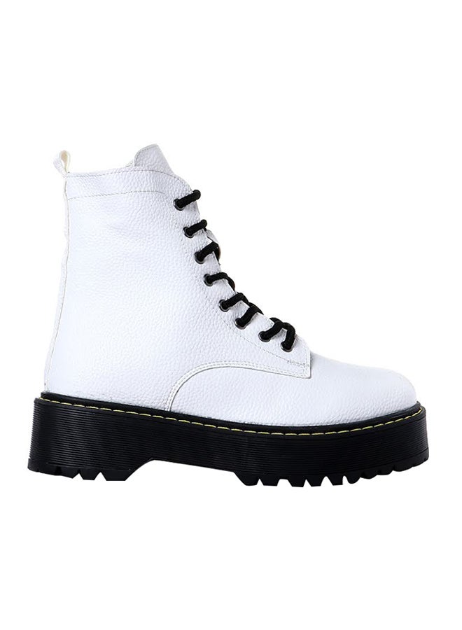Levent Casual Leather Ankle Boot White - Image 1