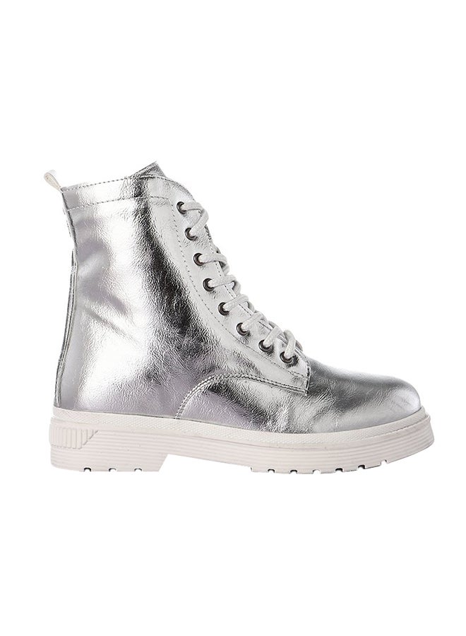 Levent Casual Leather Ankle Boot Silver - Image 1