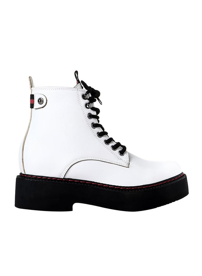 Levent Leather Lace Up Ankle Boot White - Image 1